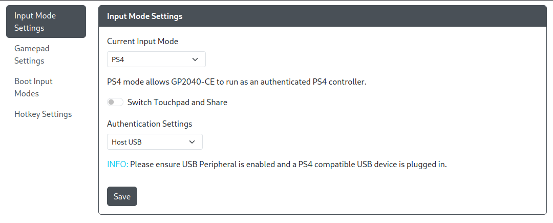 GP2040-CE 配置器 - 额外的 PS4 设置