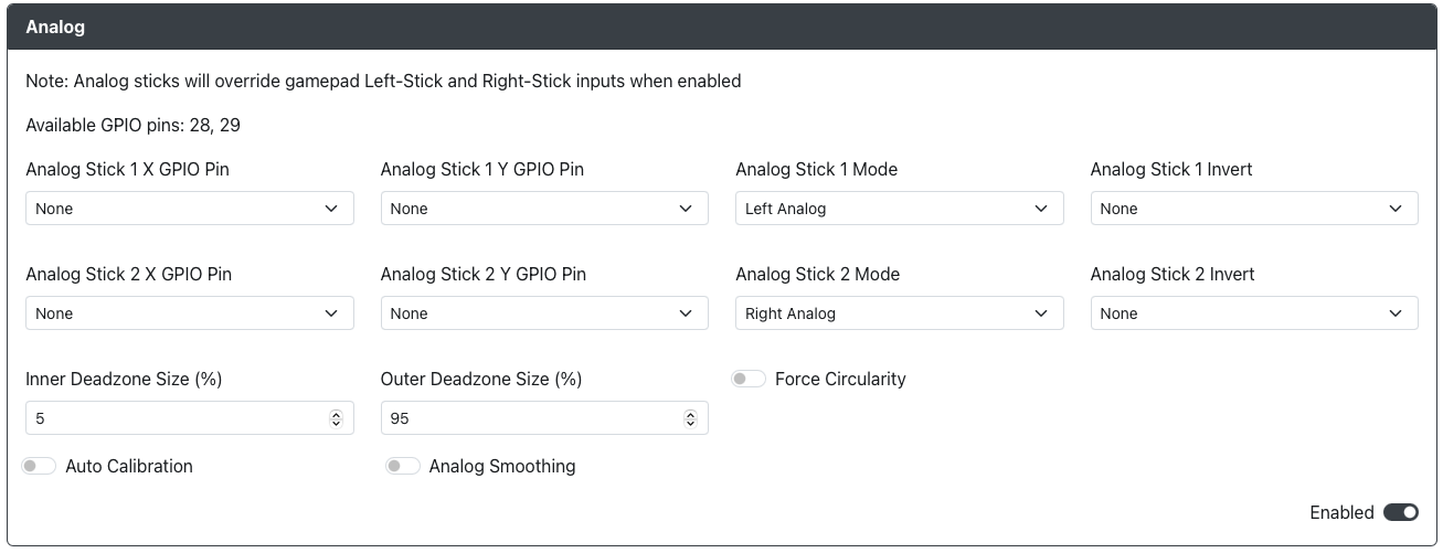 GP2040-CE Configurator - Add-Ons Analog