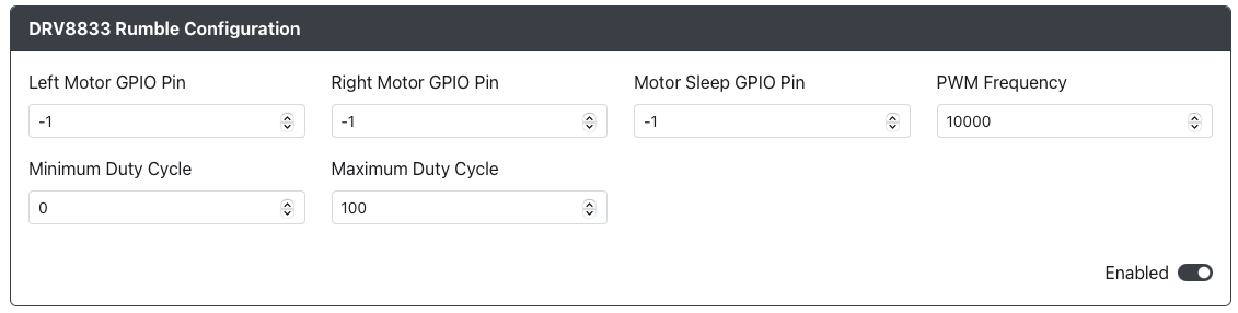 GP2040-CE Configurator - Add-Ons DRV8833 Rumble