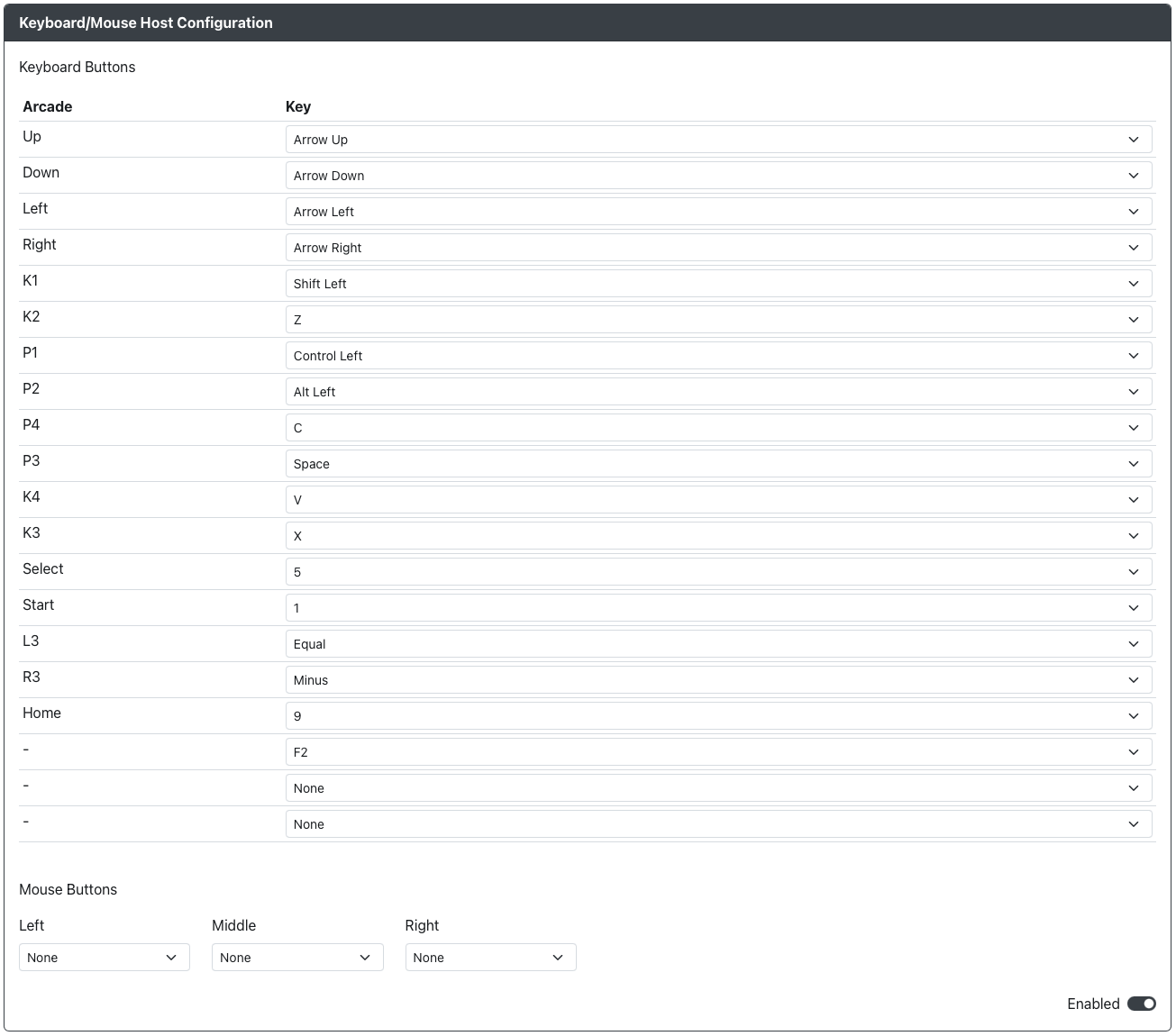 GP2040-CE Configurator - Keyboard Host Configuration