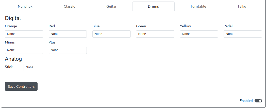 GP2040-CE Configurator - Wii Drums Settings