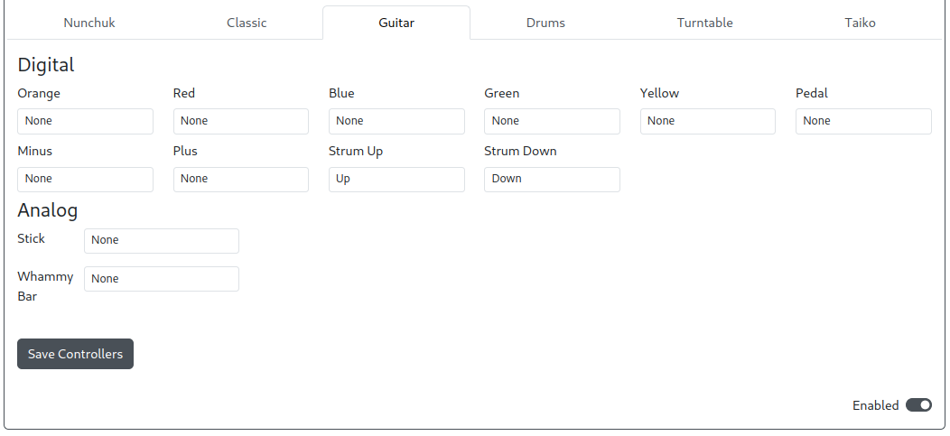 GP2040-CE Configurator - Wii Guitar Settings