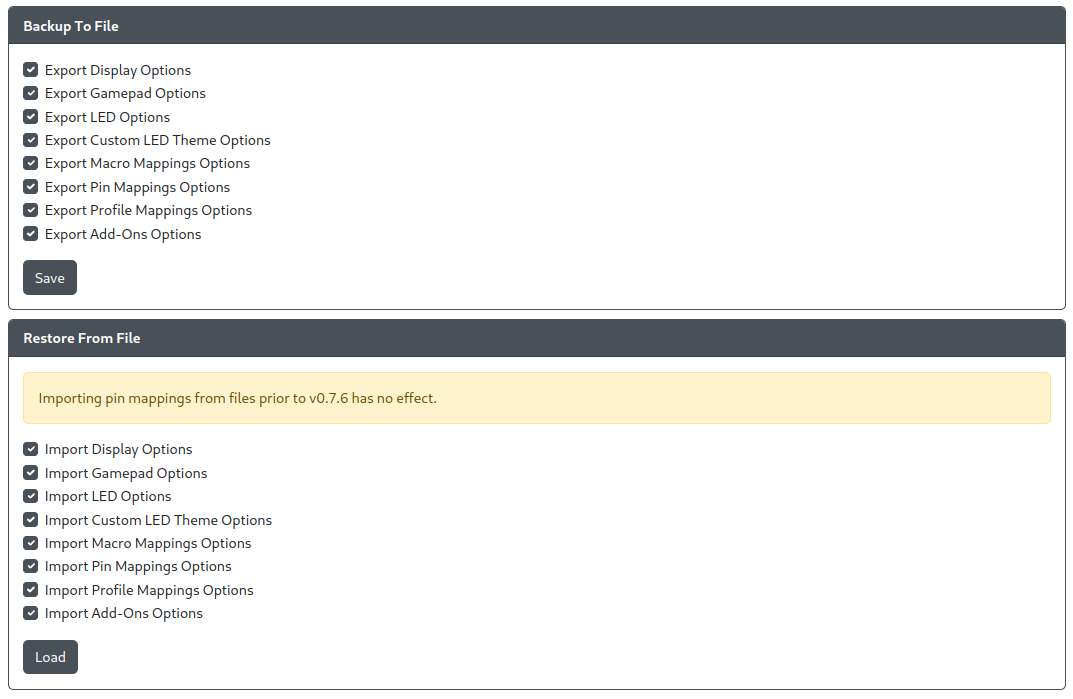 GP2040-CE Configurator - Add-Ons Backup and Restore