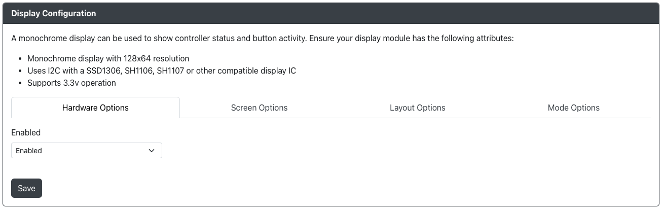 GP2040-CE Configurator - Display Configuration