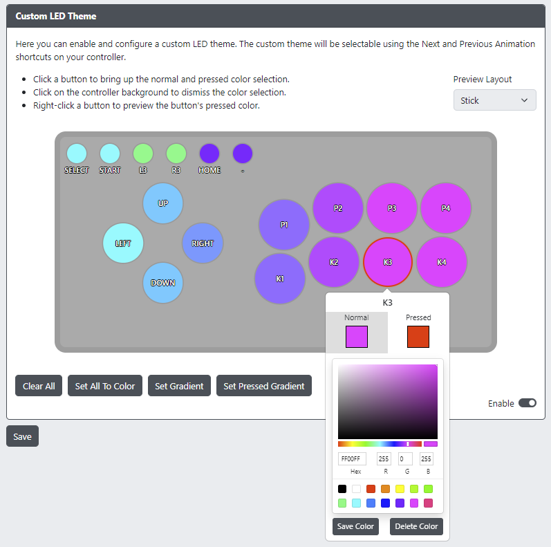 GP2040-CE Configurator - Custom LED Theme