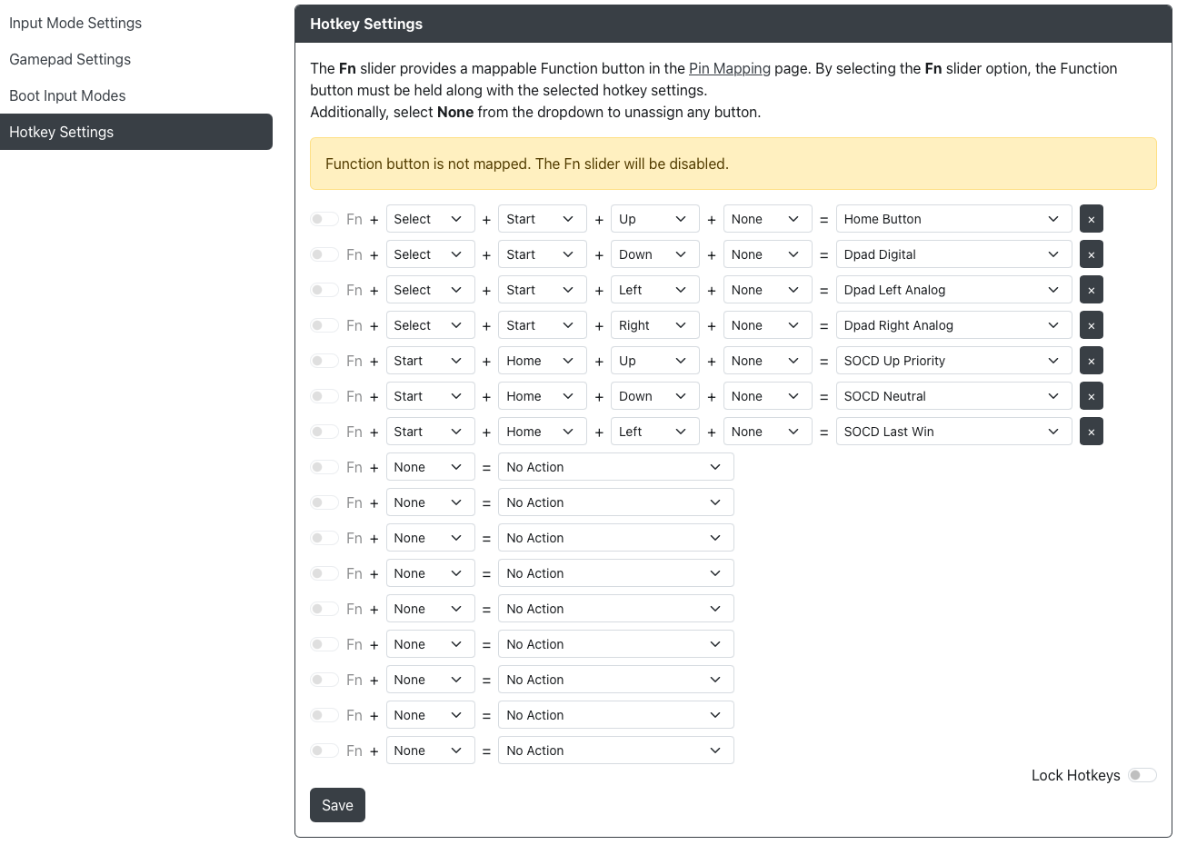 GP2040-CE Configurator - Boot Input Modes
