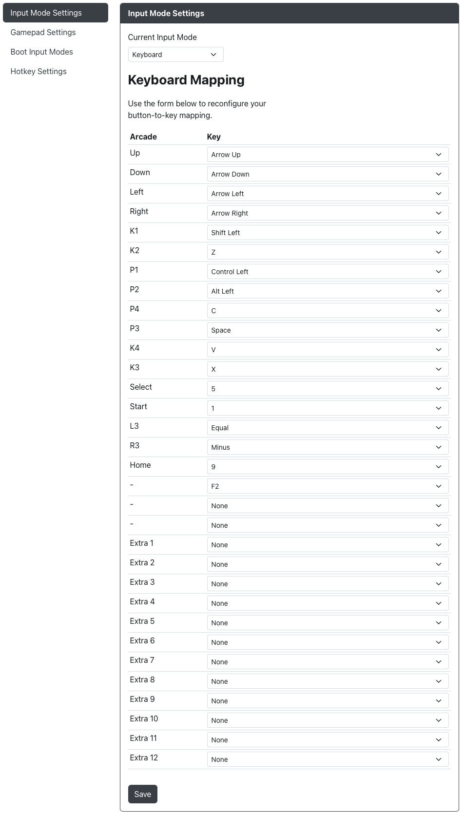 GP2040-CE Configurator - Keyboard Mapping